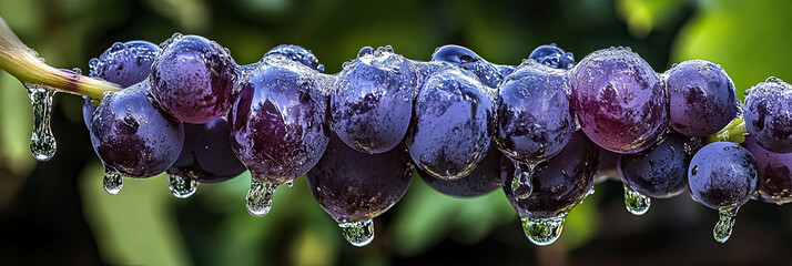 Aufkleber - Glistening Purple Grapes Adorned With Water Droplets Create a Fresh and Inviting Display