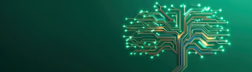 Poster - conceptual representation of innovation tree with branches made of circuit patterns and lights