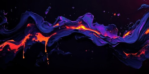 Aufkleber - Long purple and orange wave with a black background. The colors are bright and the wave is flowing