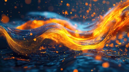 Poster - abstract digital wave on dark background. technology and science concept. 3d rendering
