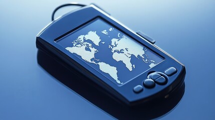 Poster - Portable music player with a world map as the background, reflecting international music vibes.