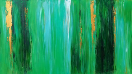 Aufkleber - Painting of green grass with gold accents. The painting is abstract and has a calming effect. The green and gold colors create a sense of harmony and balance