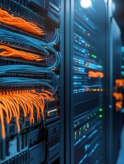 Poster - Fiber Optic Cable Connection in Server Room for Network Management Efficiency