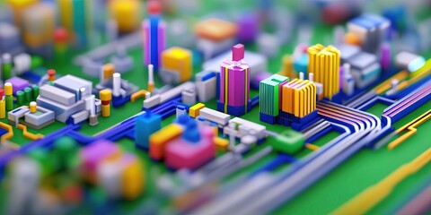 Wall Mural - city made of motherboard circuitry