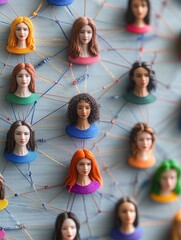 Poster - A network of interconnected people, each with their own colorful avatar