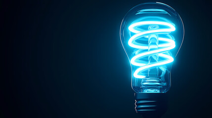 Wall Mural - brightly glowing fluorescent light bulb illuminated against a dark background, showcasing its vibran