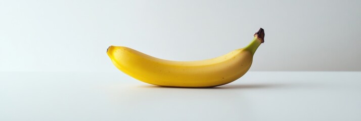 Poster - Fresh banana resting on a clean surface with soft natural lighting showcasing minimalism and vibrant color contrast