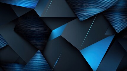 Poster - blue, grey and black geometric abstract banner. hi-tech vector background