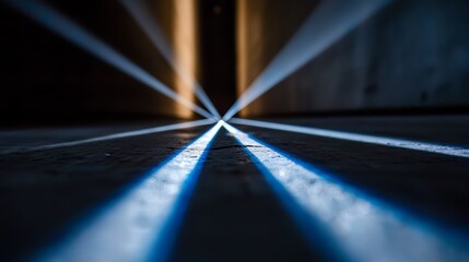 Aufkleber - Series of blue lines are drawn on a dark background. The lines are thin and spaced out, creating a sense of depth and movement. The image evokes a feeling of energy and excitement
