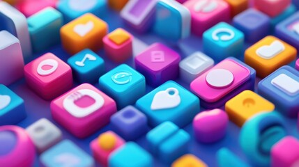 Poster - Background conceptual image of digital 3d icons