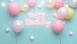 © SusDmi - Flat lay decoration party pastel blue background top view - happy birthday concept - balloons background , with white tonespng