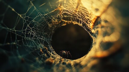 Spider web tunnel at sunset