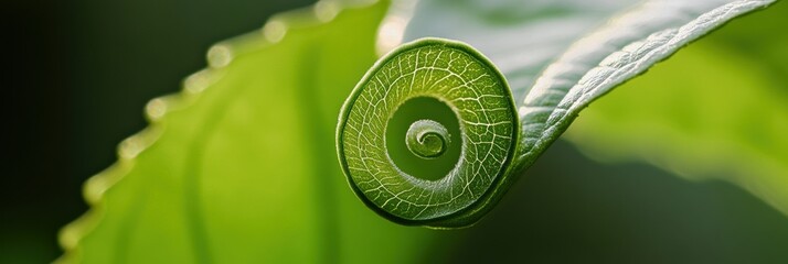 Aufkleber - Minimalist tea leaf spiraling softly in gentle light showcases golden ratio composition and creates a calming visual experience for nature lovers