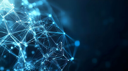 Poster - Abstract Blue Network Connection Of Dots And Lines Over Dark Background Representing Technology