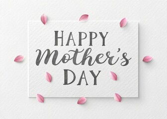  Elegant Happy Mother's Day greeting card design with pink flower petals.