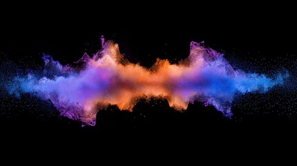 Poster - A dynamic display of vibrant colors emerges from swirling powder particles, creating an abstract wave effect against a stark black background, captivating the viewer's attention with its beauty