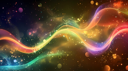 Wall Mural - abstract wave patterns with shimmering lights creating a dynamic visual texture. chromatic luminance
