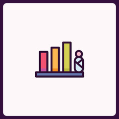 Poster - Stylized Business Growth Chart Icon with Human Figure Silhouette