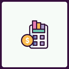 Aufkleber - Calculator with financial chart and dollar coin symbolizing business management