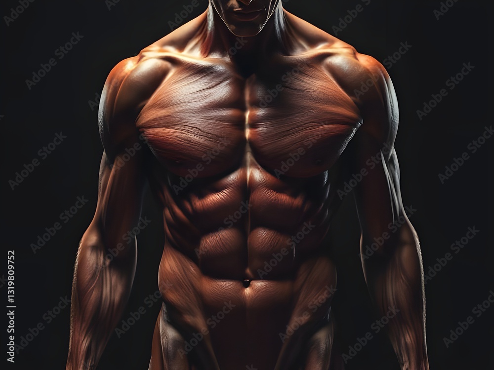 Anatomical Illustration of Human Musculature - Detailed Study of the ...