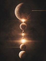 Poster - Unique virtual worlds represented by spheres connected by light beams explore the beauty of cosmic connections and dimensions