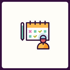Poster - Planning and Task Management Icon Depicting Calendar and Person Silhouette