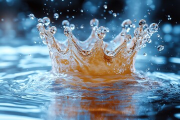 Poster - crown shaped water splash creates a dynamic visual effect in a serene setting