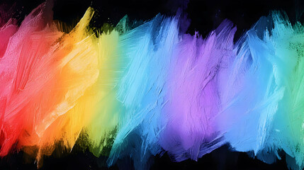 Poster - Vibrant Rainbow Color Spectrum Brush Stroke Abstract Art Design on Black Background