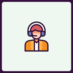 Poster - Colorful call center agent icon offering customer support services