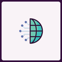 Poster - Modern digital world connection icon with circuit design concept imagery