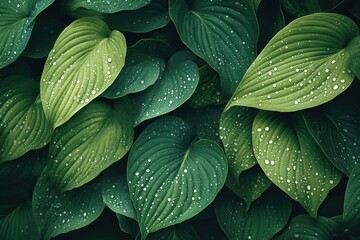 Poster - Creative graphic layouts showcasing lush green leaves in a natural setting
