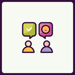 Poster - Stylized People Icons with Speech Bubbles Representing Communication