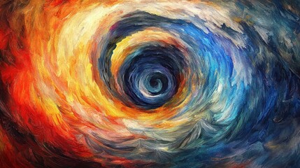 Poster - this vibrant artwork showcases a swirling vortex filled with hues of red, orange, yellow, blue, and 