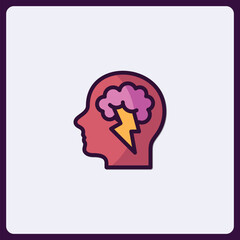 Poster - Brainstorming concept with human head and lightning illustration icon