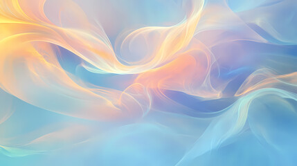 Wall Mural - Gentle abstract swirls, a harmonious blend of soft hues creating flowing patterns, ideal for modern decor or digital backgrounds. Dreamy Illumination. Illustration