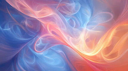 Wall Mural - Gentle abstract swirls, a harmonious blend of soft hues creating flowing patterns, ideal for modern decor or digital backgrounds. Dreamy Illumination. Illustration