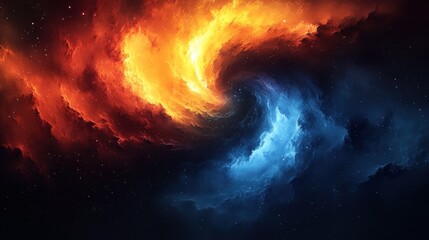 Wall Mural - Cosmic fire and ice swirl, space background, abstract art