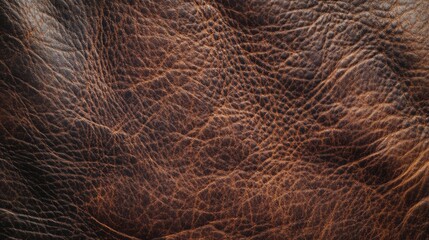 Poster - The surface showcases rich, warm browns with deep creases that highlight the craftsmanship of leather. Sunlight casts gentle shadows, revealing the unique character and history of the material