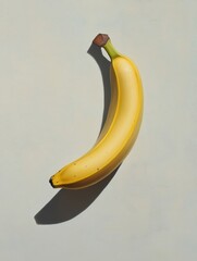Leinwandbilder - Bright yellow banana on a soft pastel background showcasing clean and minimalist aesthetics with natural light