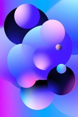 Poster - Overlapping gradient spheres forming abstract design with purple, blue, pink hues