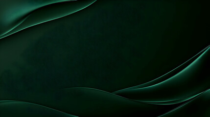 Poster - Dark Green Abstract Background With Flowing Satin Waves and Subtle Textured Pattern