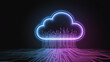 © Mirivox - Glowing cloud symbol with circuit lines below, representing data storage, connectivity, and cloud computing technology, suitable for tech or digital concepts