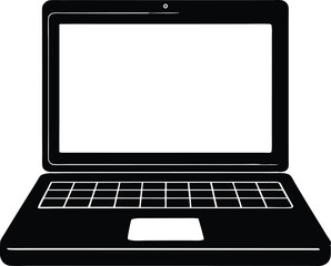 Silhouette of a laptop, laptop computer or notebook computer flat icon for apps and websites 