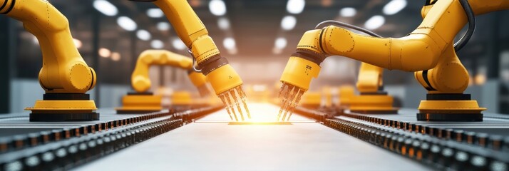 Aufkleber - Automated factory with robotic machines controlling production processes for efficient manufacturing operations in a modern environment