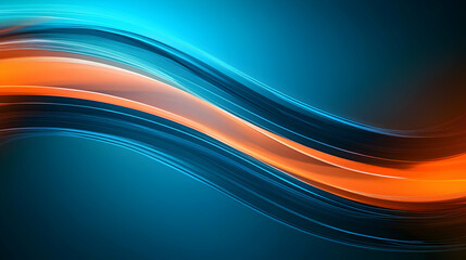Poster - Vivid Orange and Blue Abstract Waves of Light Against a Teal Background