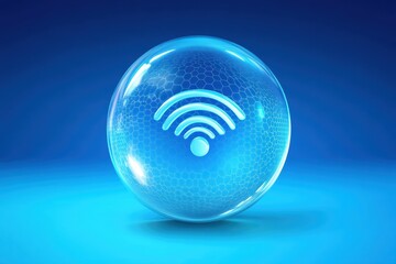 Poster - Graphic design showcasing a Wi-Fi symbol in a modern and vibrant blue background