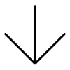 Poster - A Simple Downward Arrow Pointing Towards The Bottom, Symbolizing Direction, Guidance, Or A Journeys End, Rendered In Bold Black Lines Against A Clean White Background
