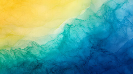 Poster - Abstract Watercolor Artwork With Yellow And Blue Hues Displaying A Textured Gradient Design