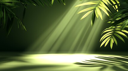Poster - Lush Green Leaves Sunlight Minimalist Product Background