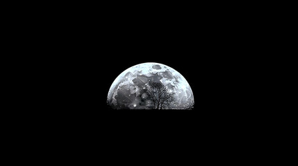A Half Moon in The Dark Night Sky Showing Lunar Surface and Craters in Outer Space
